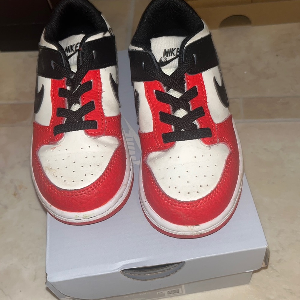 Toddler Nike Dunks Red black and white